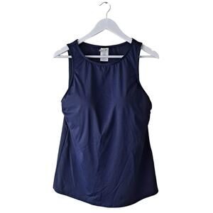 Lands' End Navy Swim Top Tankini With Bra Support - Size 14MAST